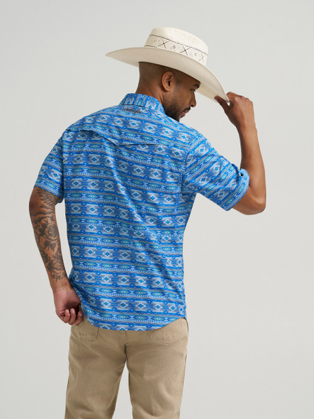 WRANGLER PERF AZTEC CERULEAN PRINT - MENS SHIRT  - 112376288