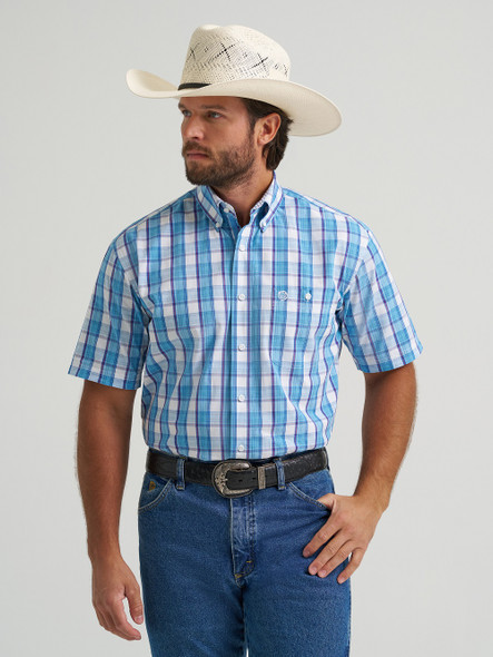 WRANGLER GEORGE STRAIT BLUE PLAID - MENS SHIRT  - 112379060