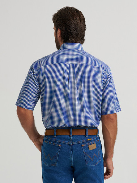 WRANGLER BLUE RELAXED FIT PLAID - MENS SHIRT  - 112379161