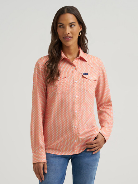 WRANGLER PERFORMANCE ARIA ORANGE PRINT - LADIES SHIRT  - 112379522