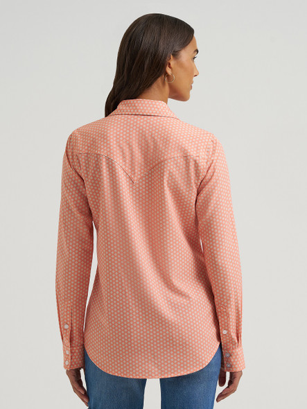 WRANGLER PERFORMANCE ARIA ORANGE PRINT - LADIES SHIRT  - 112379522