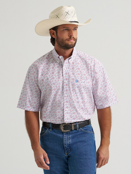 WRANGLER GEORGE STRAIT BLUE/RED PRINT - MENS SHIRT  - 112379061