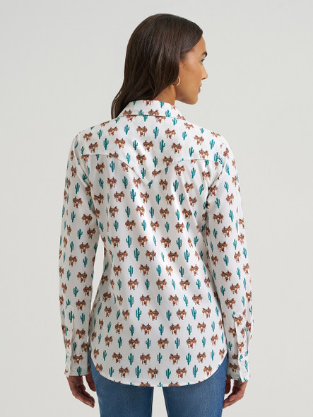 WRANGLER PERFORMANCE ARIA CACTUS CREAM - LADIES SHIRT  - 112379521
