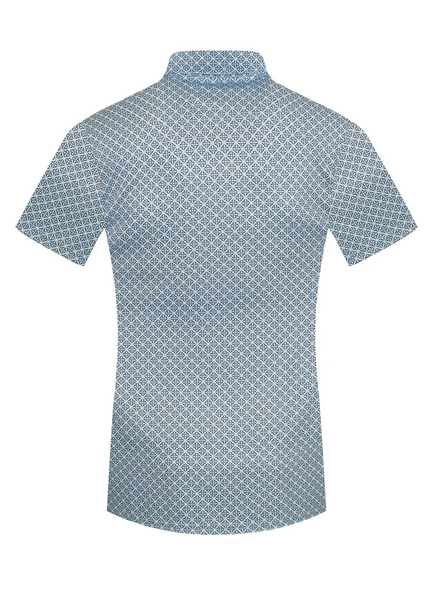 RODEO LIGHT BLUE MEDALLION PRINT - MENS POLO  - RS200-1105