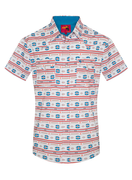 RODEO PEARL SNAP AZTEC PRINT RED - MENS SHIRT  - MPS110S-1054