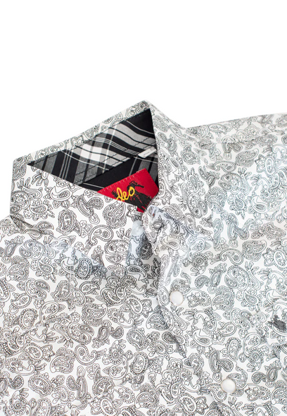 RODEO GREY PEARL SNAPS PRINT - KIDS BOYS SHIRT - PS100K-171