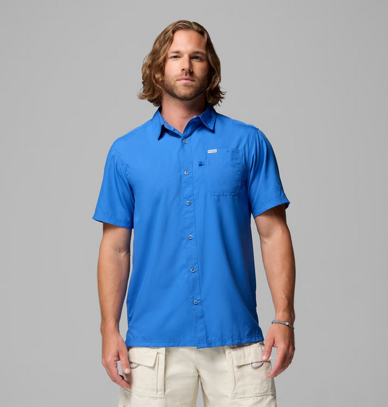 COLUMBIA PFG SLACK TIDE VIVID BLUE - MENS SHIRT  - 1577051487