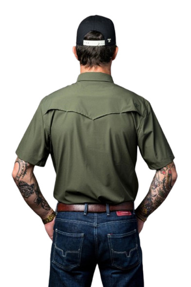 FERREL OLIVE GREEN SNAP - MENS SHIRT  - FSS1002332