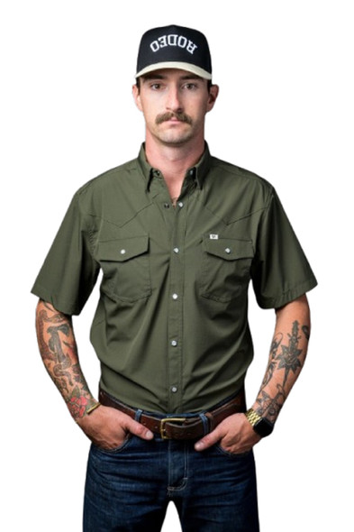 FERREL OLIVE GREEN SNAP - MENS SHIRT  - FSS1002332