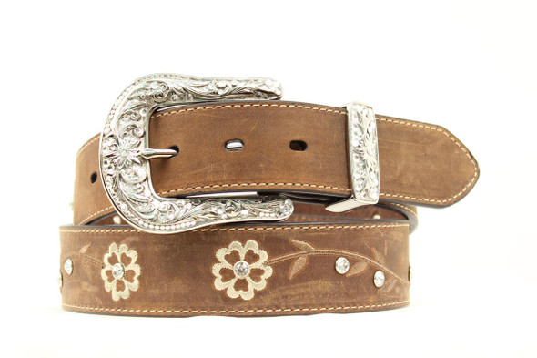 Ariat Women's 1 1/2 Oval Turquoise Buckle Belt - Brown