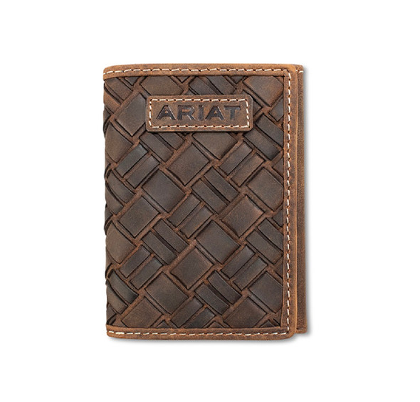 ARIAT TRIFOLD BASKET WEAVE MED BROWN - ACCESSORIES WALLET  - A3567644