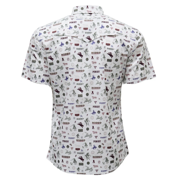 HOOEY WHITE RODEO PRINT PEARL SNAP - MENS SHIRT  - HT2624WHPR