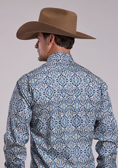 STETSON BLUE PAISLEY MEDALLION PRINT - MENS SHIRT  - 11-001-0425-2009BU