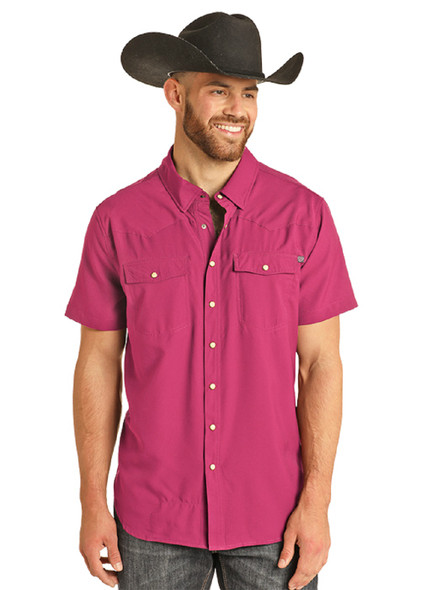 ROCK & ROLL TEK SLID RIPSTOP SNAP HOT PINK - MENS SHIRT  - BMN3S06797-HOTPINK