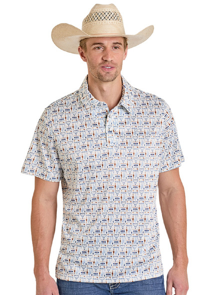 PANHANDLE SLIM GEOMETRIC SNAP PRINT - MENS POLO  - TM51T08215