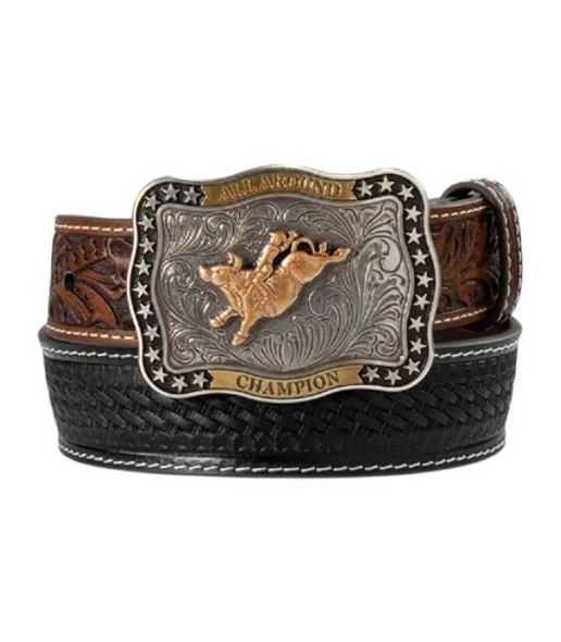 3-D BELT BASKET WEAVE BLACK AND BROWN - ACCESSORIES BELT KIDS - D1200050107