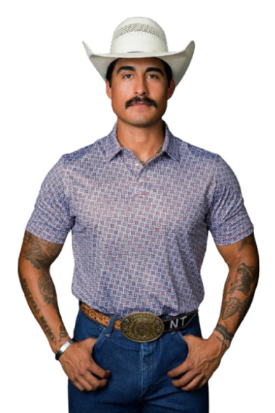 FERREL THE COLTON IN RED GEO PRINT - MENS POLO  - FP1026018