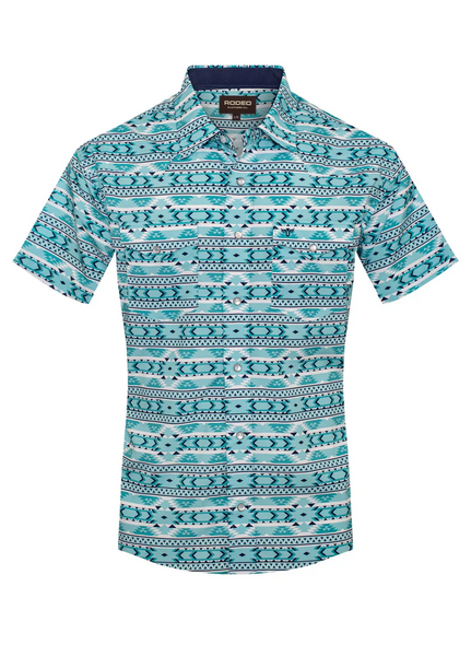 RODEO TURQUOISE AZTEC SNAP PRINT - MENS SHIRT  - MPS110S-1125