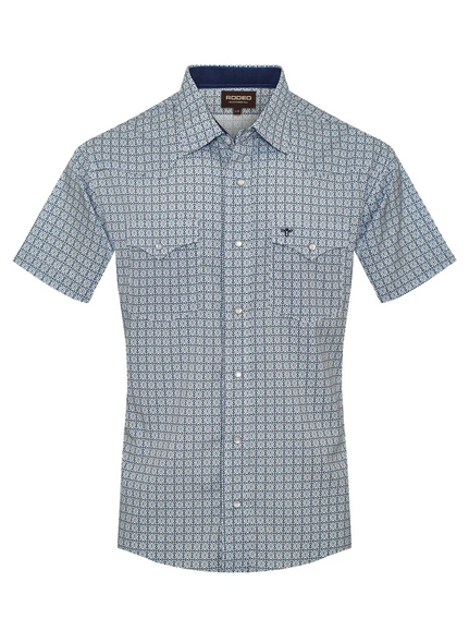 RODEO BLUE AZTEC SNAP PRINT - MENS SHIRT  - MPS110S-1139
