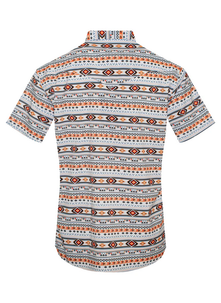 RODEO ORANGE AZTEC SNAP PRINT - MENS SHIRT  - MPS110S-1140