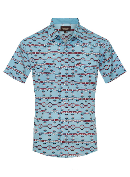 RODEO SKY BLUE AZTEC SNAP PRINT - MENS SHIRT  - MPS110S-1142