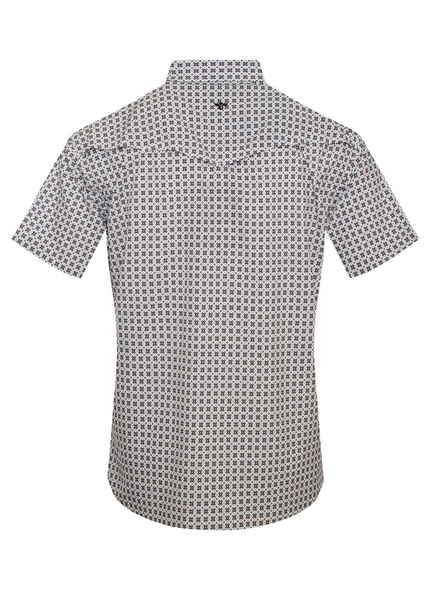 RODEO BROWN AZTEC SNAP PRINT - MENS POLO  - RT101S-1103