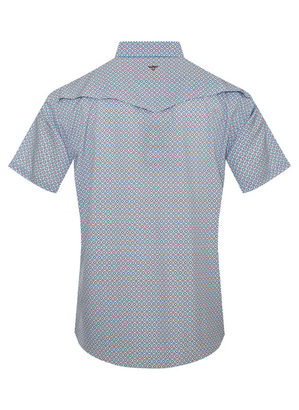 RODEO BLUE/RED GEO PRINT - MENS POLO  - RT101S-1105