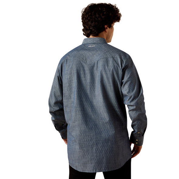 ARIAT FELIPE FITTED  CHAMBRAY PRINT - MENS SHIRT  - 10073623