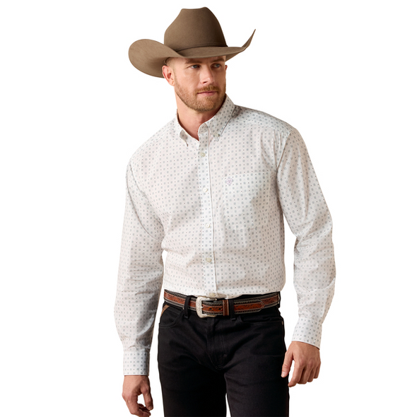 ARIAT SOMERS CLASSIC WHITE PRINT - MENS SHIRT  - 10073594