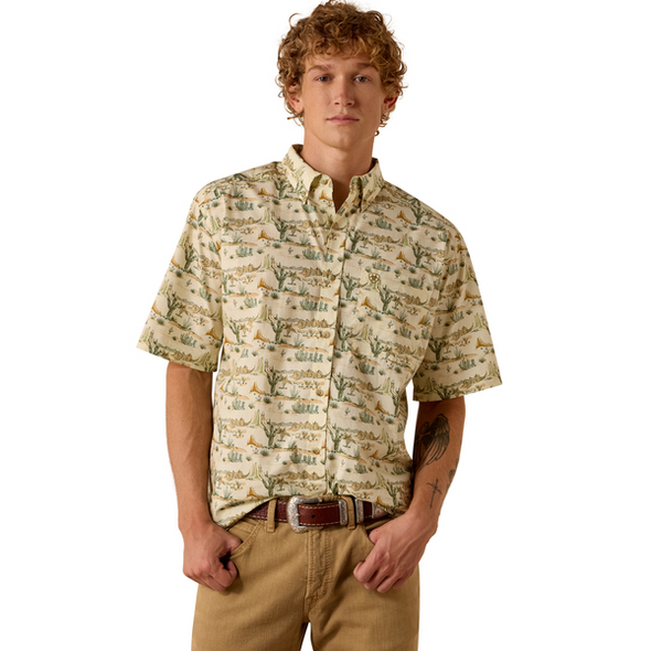 ARIAT SABLE ALMOND OIL SCENIC PRINT - MENS SHIRT  - 10073530