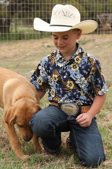 CINCH BLUE FLOWER PRINT - KIDS BOYS SHIRT - MTK7600015