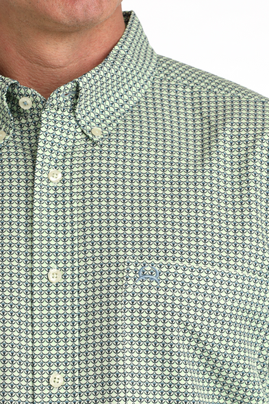 CINCH ARENAFLEX GREEN GEO PRINT - MENS SHIRT  - MTW1704164
