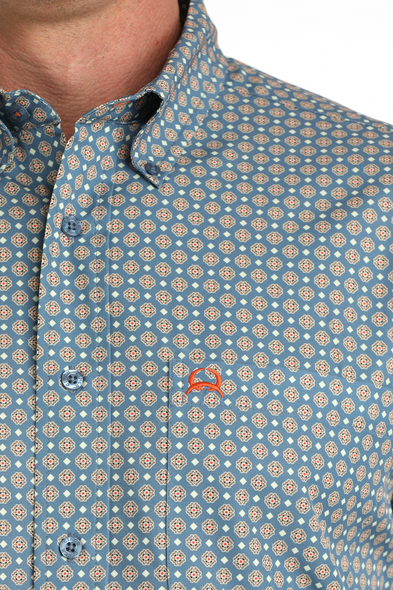 CINCH ARENAFLEX BLUE GEO PRINT - MENS SHIRT  - MTW1704165