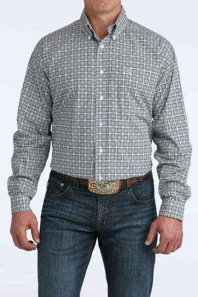 CINCH BLUE GEOMETRIC PRINT - MENS SHIRT  - MTW1106080