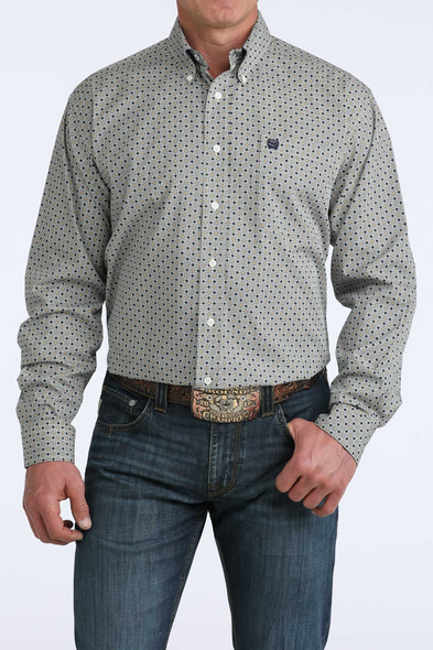 CINCH BLUE GREY GEO PRINT - MENS SHIRT  - MTW1106083