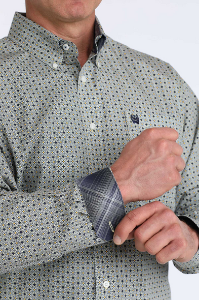 CINCH BLUE GREY GEO PRINT - MENS SHIRT  - MTW1106083