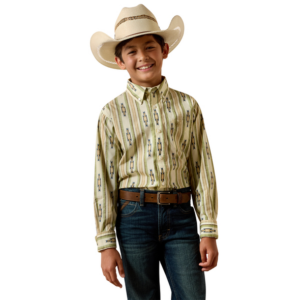 ARIAT STEPHON ALMOND OIL STRIPE - KIDS BOYS SHIRT - 10073671