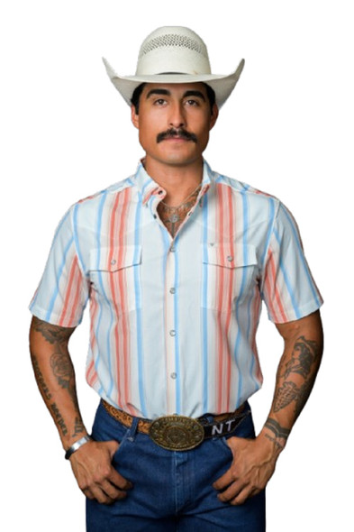 FERREL THE HARRISON SALMON STRIPE - MENS SHIRT  - FPS1026039