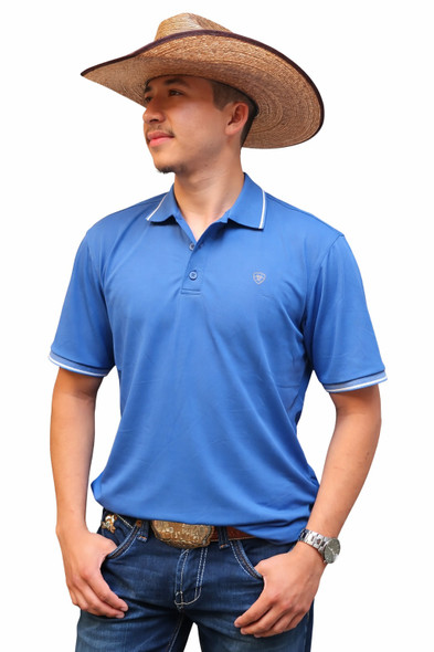 ARIAT LOGO TEK TRU NAVY - MENS POLO  - 10080784