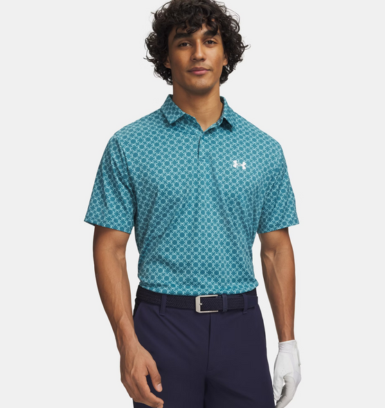 UNDER ARMOUR MATCHPLAY BLUE HAZE PRINT - MENS POLO  - 6009800-467
