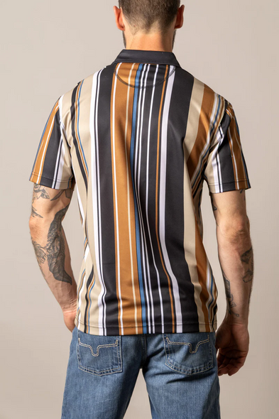 KIMES RANCH REIN BLACK STRIPE - MENS POLO  - MSH0000215-BK001
