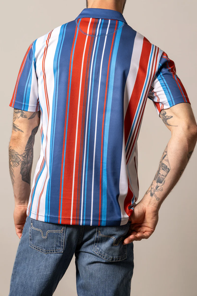 KIMES RANCH REIN BLUE STRIPE - MENS POLO  - MSH0000215-BL001