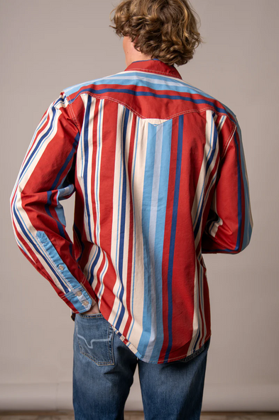 KIMES RANCH CLANCY BRICK RED STRIPE - MENS SHIRT  - MDS0000085