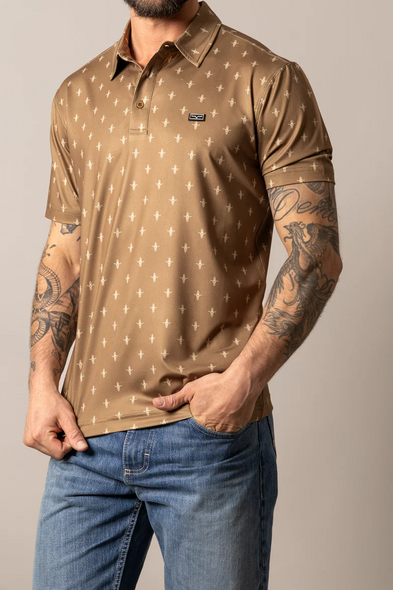 KIMES RANCH BARTRAM BROWN PRINT - MENS POLO  - MSH0000210