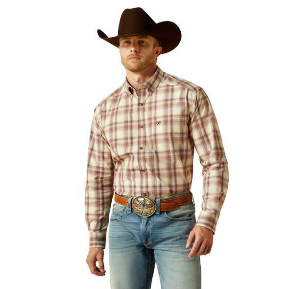 ARIAT TOBIAS CLASSIC FIT TAN PLAID - MENS SHIRT  - 10062214