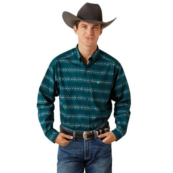 ARIAT BRANDO CLASSIC FIT TEAL PRINT - MENS SHIRT  - 10062210