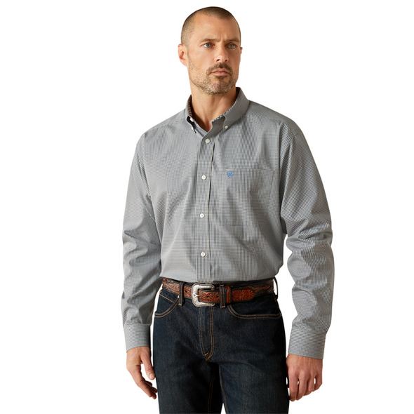 ARIAT WF CLAYTON LIGHT GREY PLAID - MENS SHIRT  - 10062232