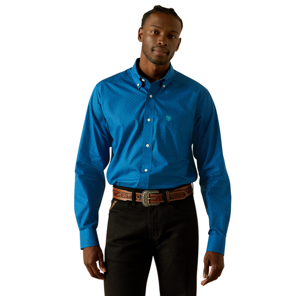 ARIAT WF COLIN FITTED BLUE PRINT - MENS SHIRT  - 10062234
