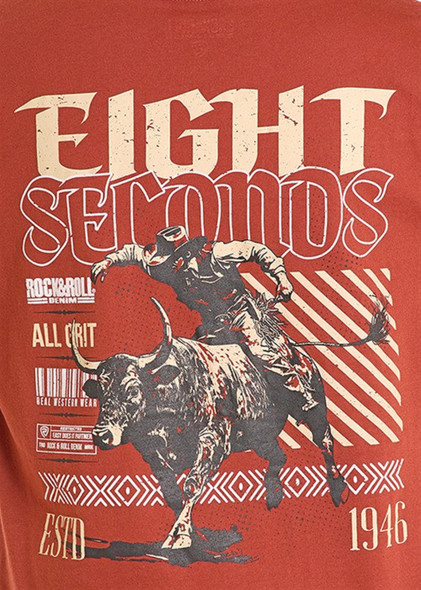 ROCK & ROLL EIGHT SECONDS GRAPHIC RUST - MENS TEE  - BU21T08868