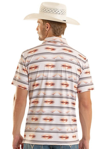 ROCK & ROLL NATURAL AZTEC PRINT - MENS POLO  - BM51T08721